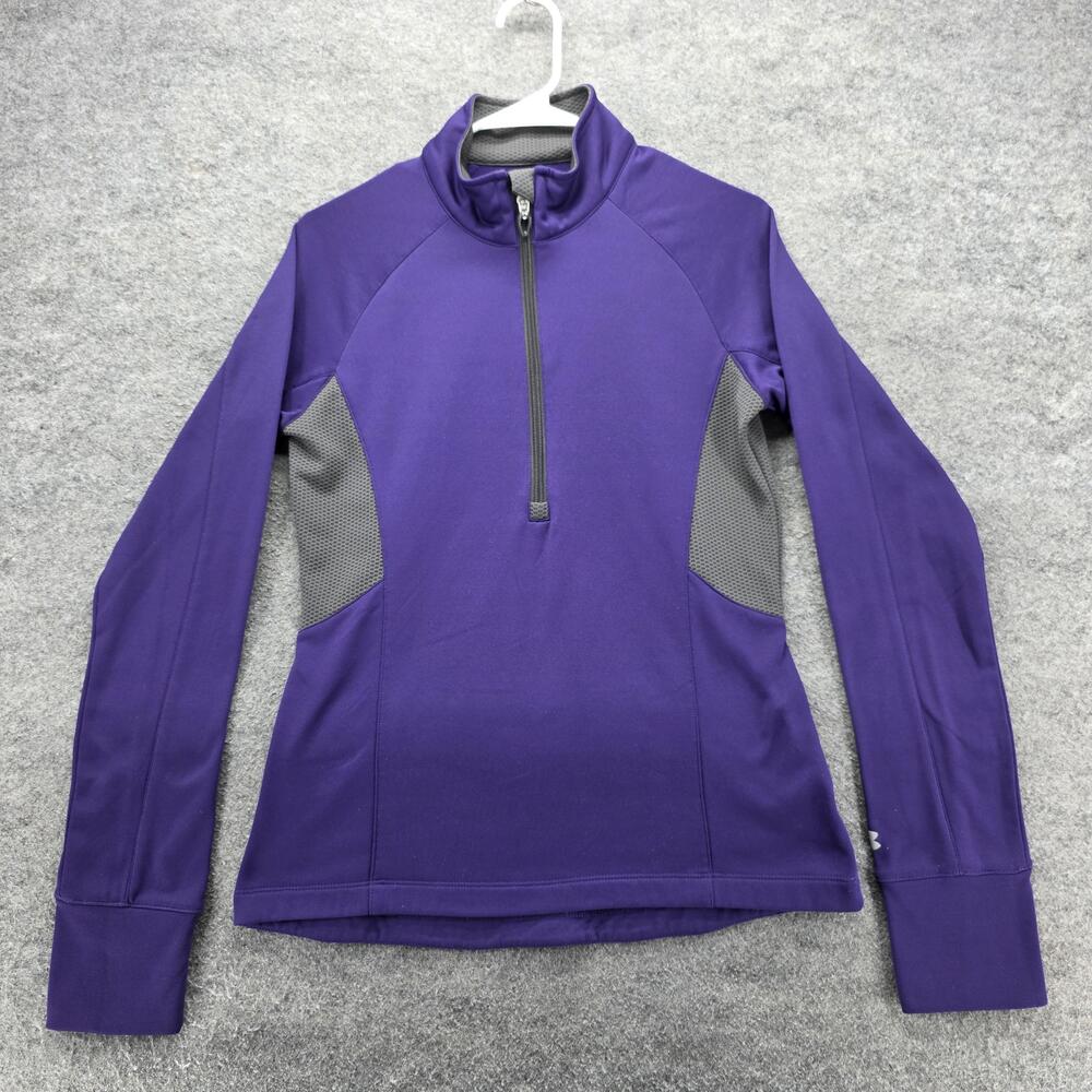 Under Armour Pullover Womens Medium Purple ColdGear Half Zip Thumbholes Running